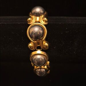 Elegant Gold and Silver/gray Women's Bracelet with matching earrings
